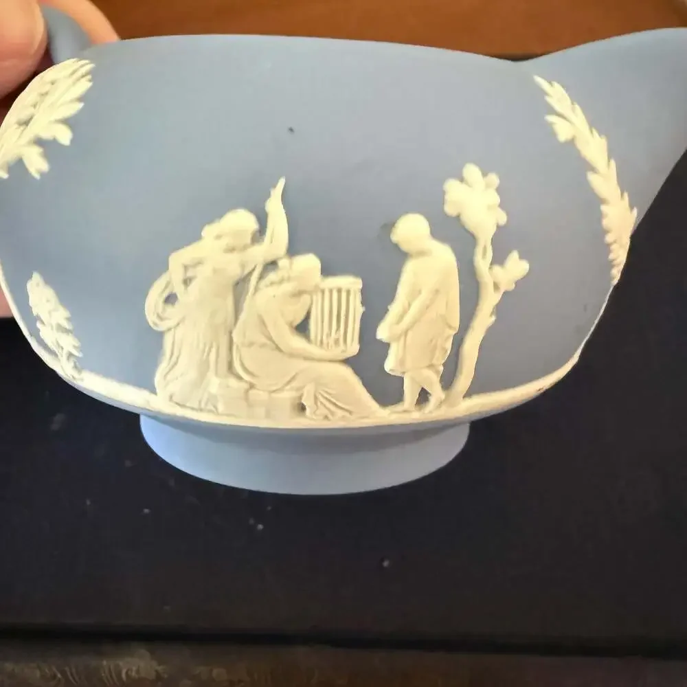 Wedgwood Jasperware Light Blue Neoclassical Creamer with White Relief